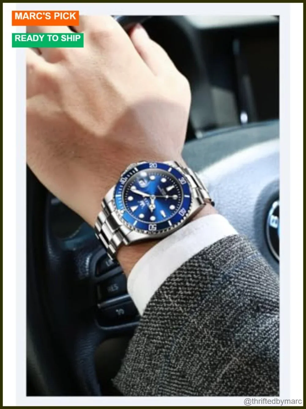 Classic Luxury Big Face Dress Watch Stainless Steel Luminous